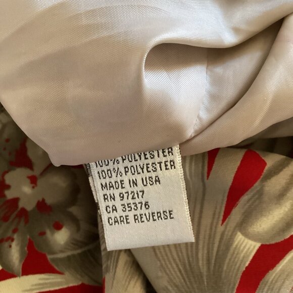 Tehama Tropical Floral Pullover Jacket Size Medium Red & Gray Nancy Haley - Picture 3 of 7